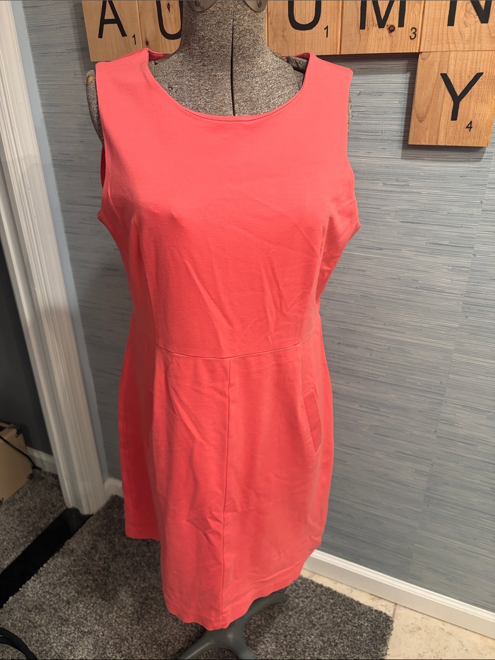Banana Republic Coral-Pink Sleeveless Sheath Dress